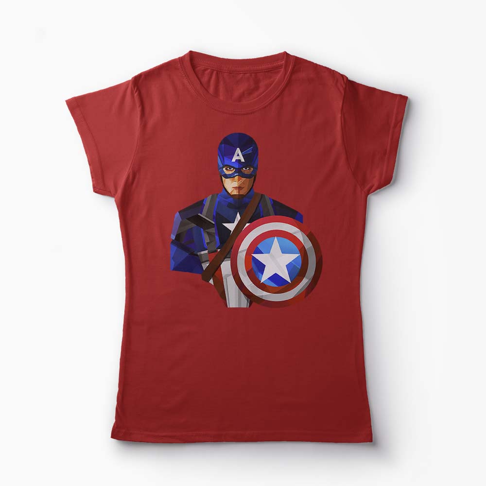Tricou Captain America - Femei-Roșu