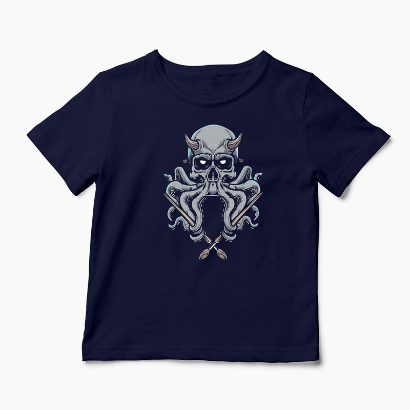 Tricou Caracatita Craniu Octopus - Copii-Bleumarin