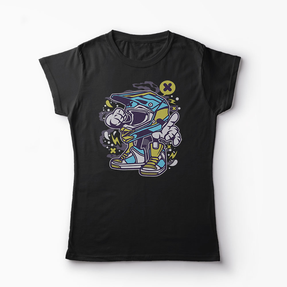 Tricou Casca Motocross - Femei-Negru