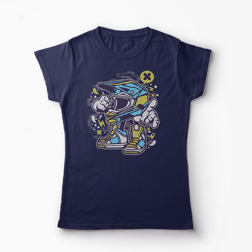 Tricou Casca Motocross - Femei-Bleumarin
