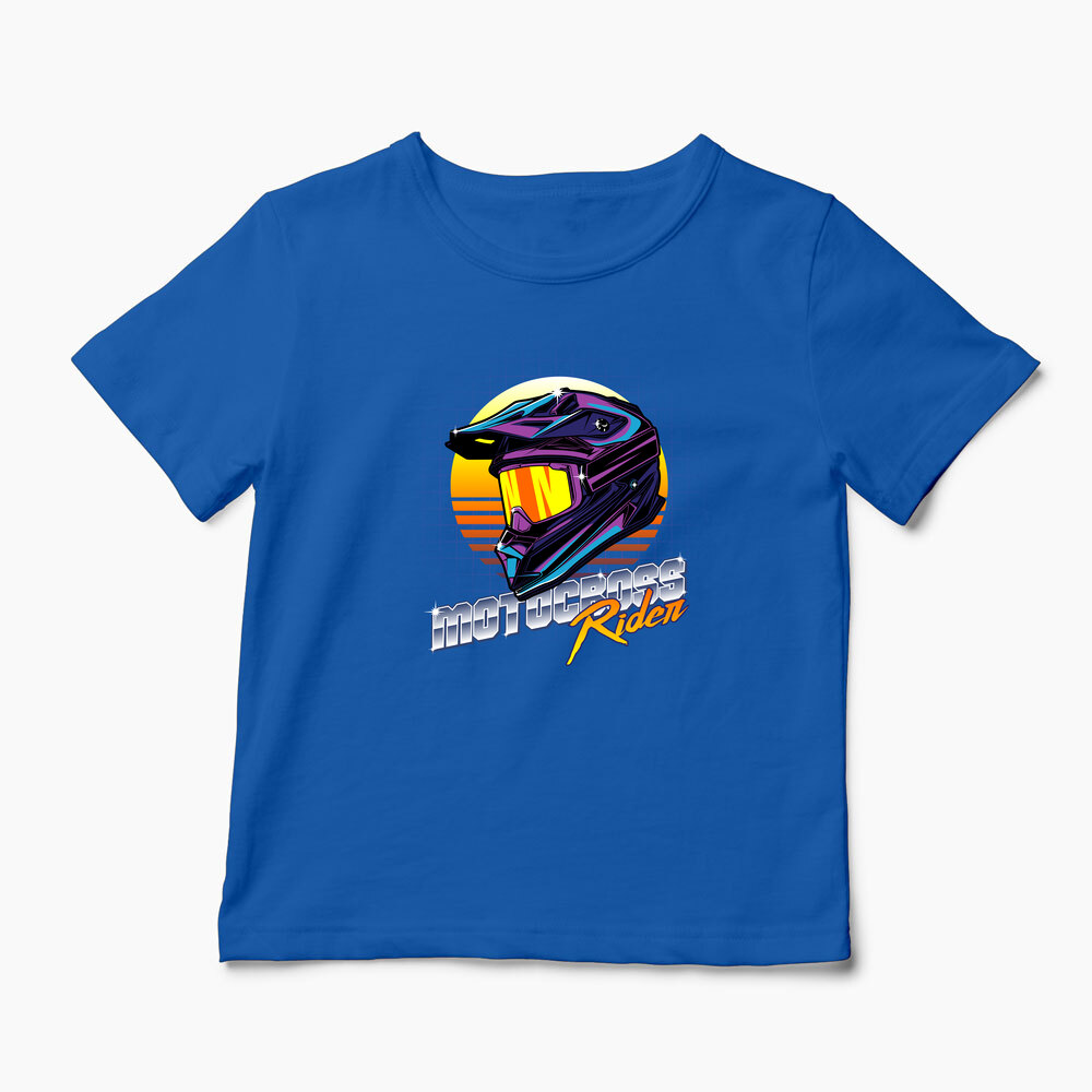 Tricou Cască Motocross Rider - Copii-Albastru Regal