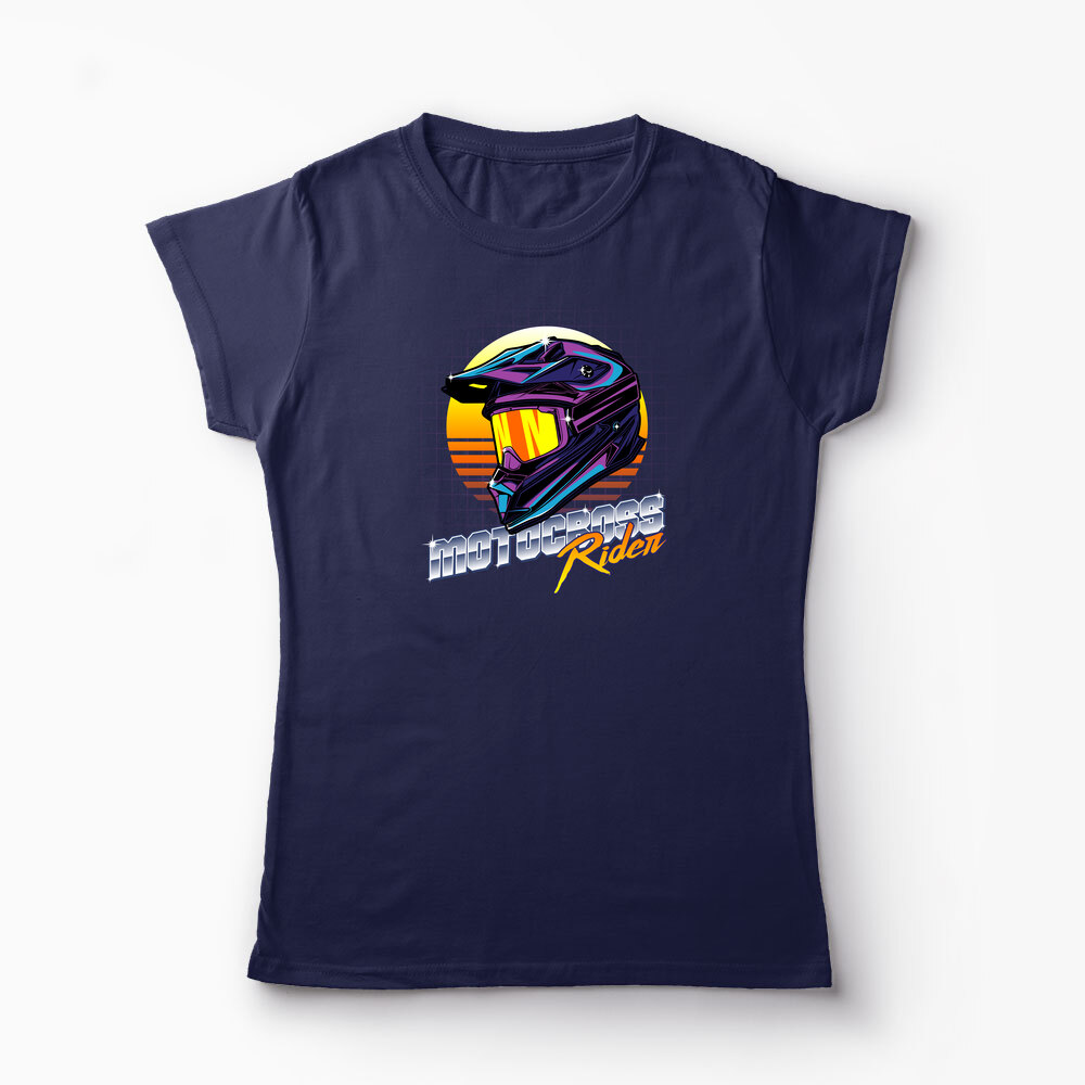 Tricou Cască Motocross Rider - Femei-Bleumarin