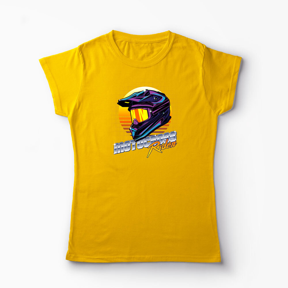 Tricou Cască Motocross Rider - Femei-Galben