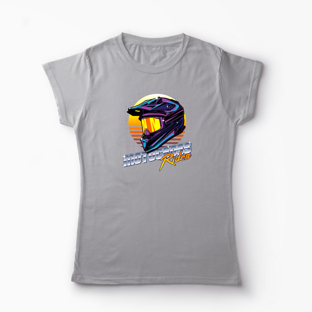 Tricou Cască Motocross Rider - Femei-Gri