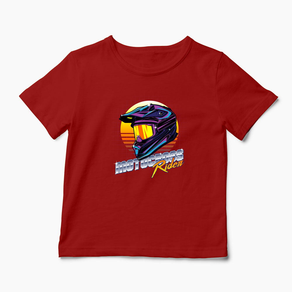 Tricou Cască Motocross Rider - Copii-Roșu