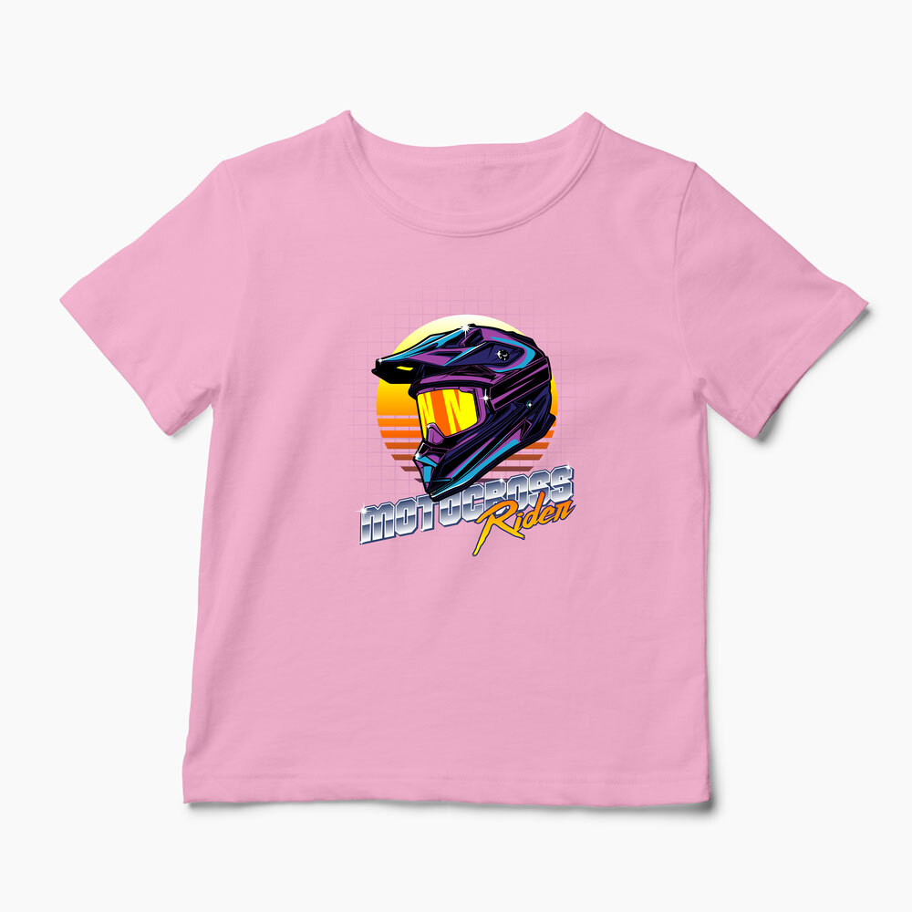Tricou Cască Motocross Rider - Copii-Roz