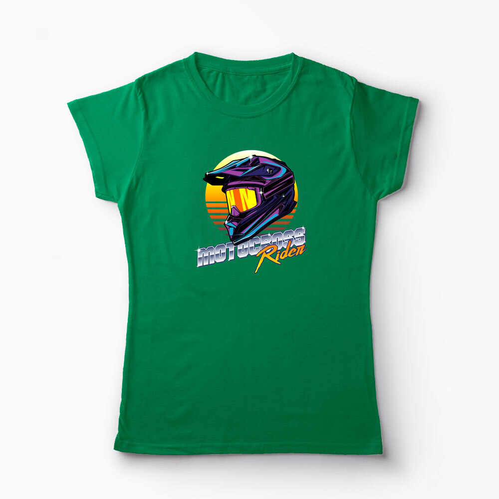 Tricou Cască Motocross Rider - Femei-Verde