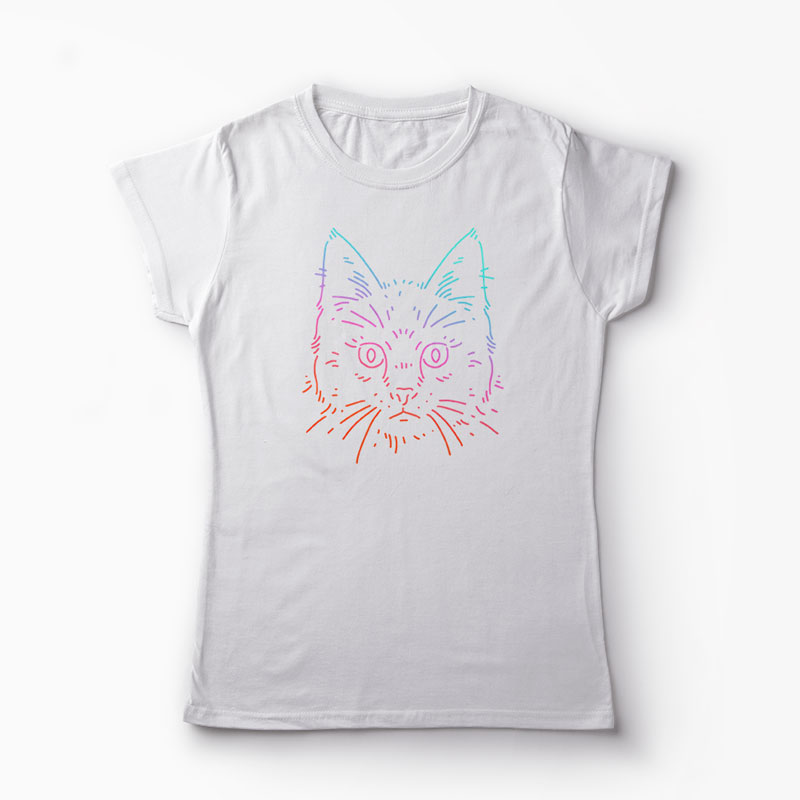 Tricou Cat Colors - Femei-Alb