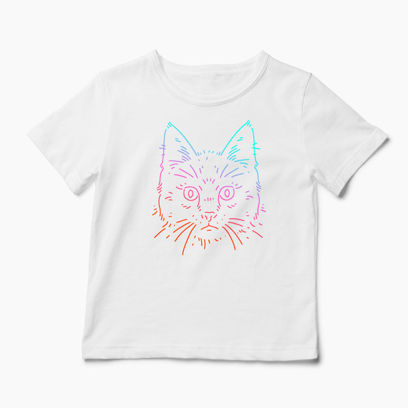 Tricou Cat Colors - Copii-Alb