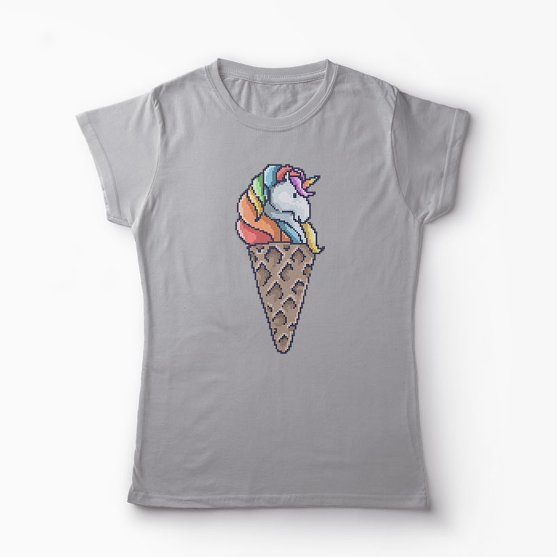 Tricou Con de Unicorn - Femei-Gri