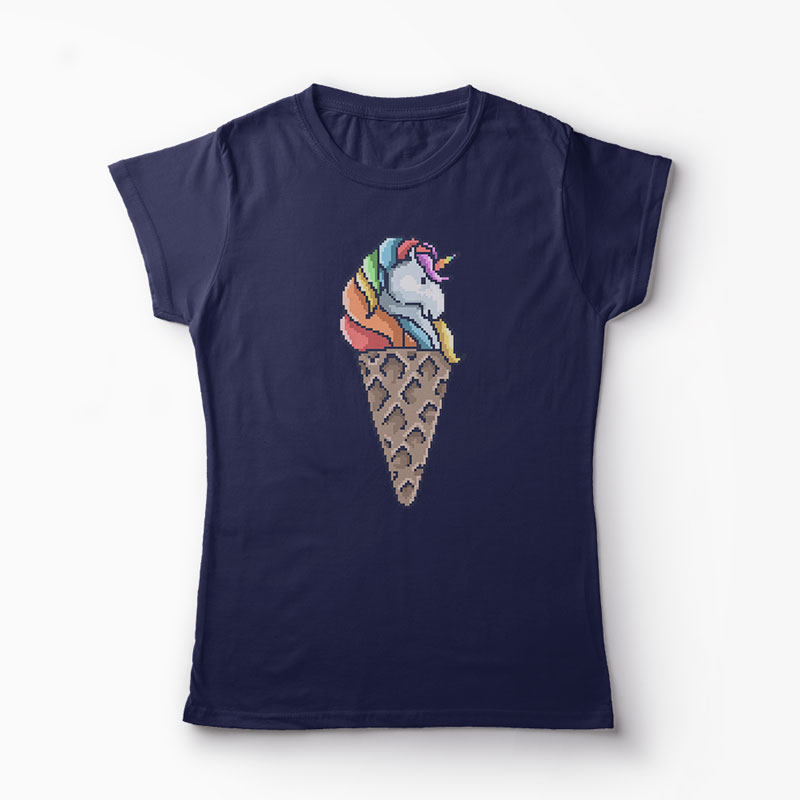 Tricou Con de Unicorn - Femei-Bleumarin