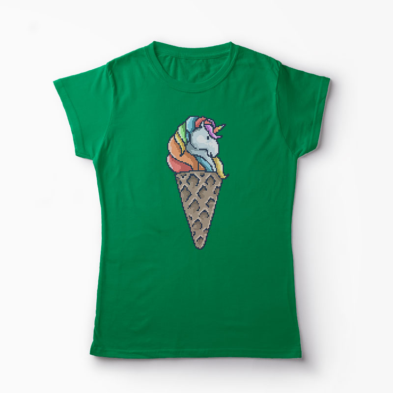 Tricou Con de Unicorn - Femei-Verde