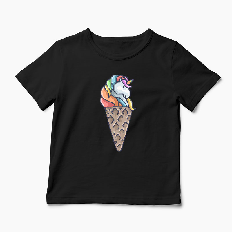 Tricou Con de Unicorn - Copii-Negru