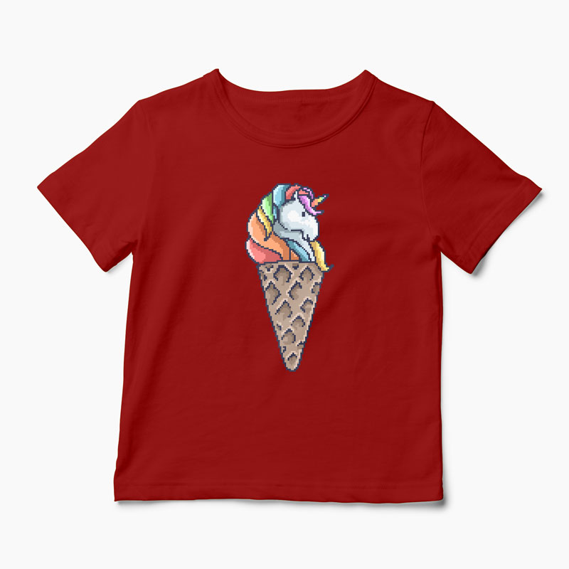 Tricou Con de Unicorn - Copii-Roșu