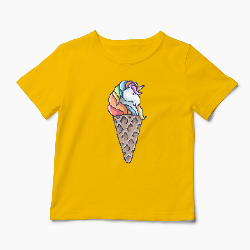 Tricou Con de Unicorn - Copii-Galben