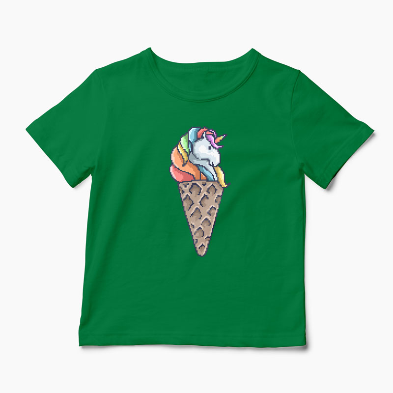 Tricou Con de Unicorn - Copii-Verde