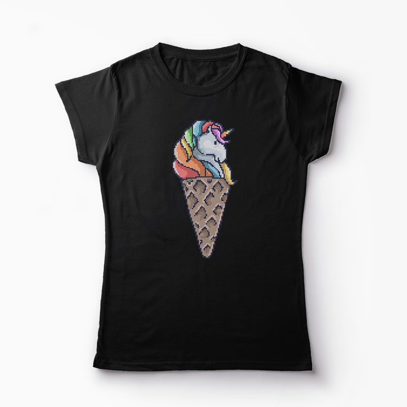 Tricou Con de Unicorn - Femei-Negru