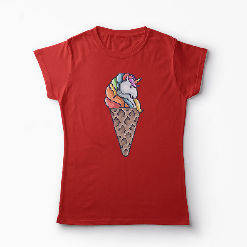 Tricou Con de Unicorn - Femei-Roșu