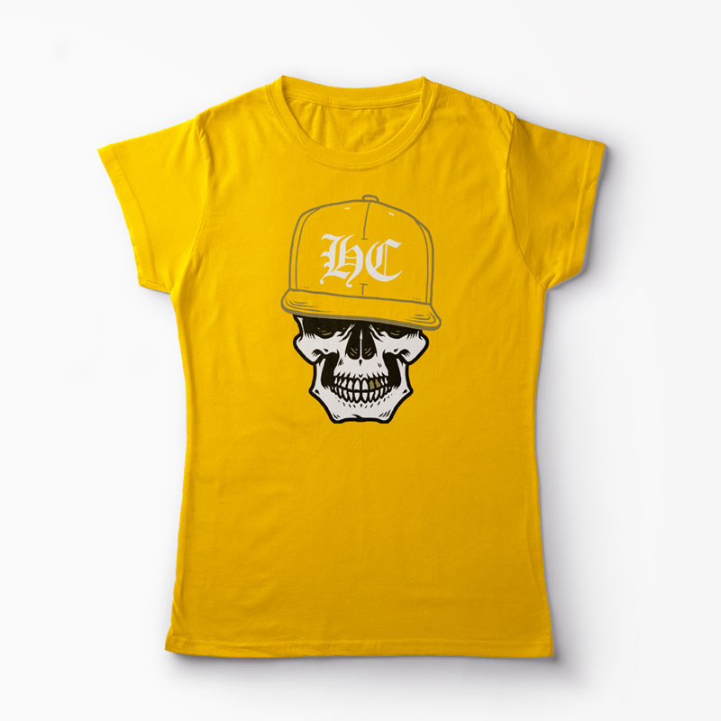 Tricou Craniu Hip-Hop Hardcore - Femei-Galben