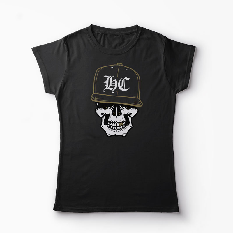 Tricou Craniu Hip-Hop Hardcore - Femei-Negru
