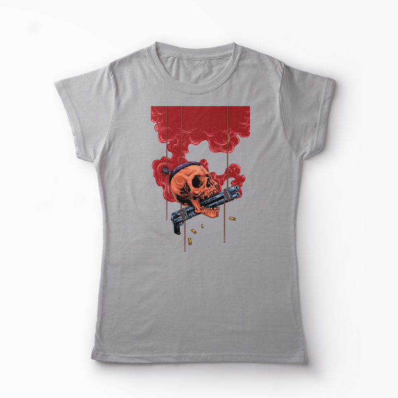 Tricou Craniu Shotgun - Femei-Gri