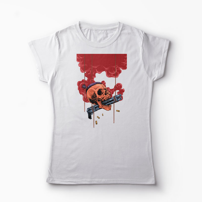 Tricou Craniu Shotgun - Femei-Alb