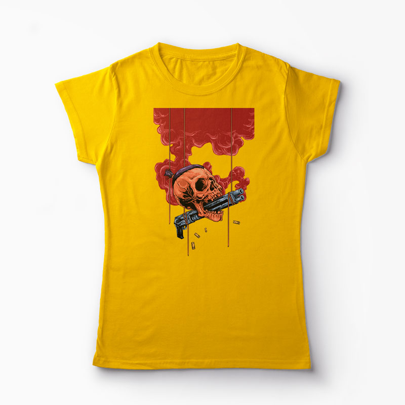 Tricou Craniu Shotgun - Femei-Galben