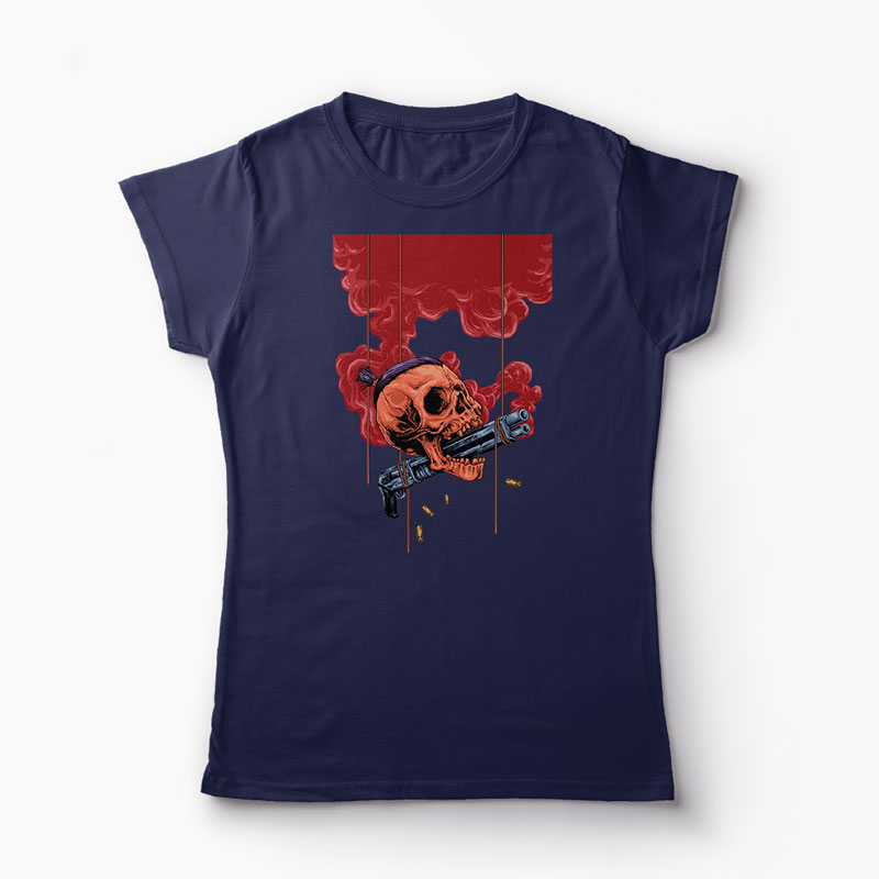 Tricou Craniu Shotgun - Femei-Bleumarin