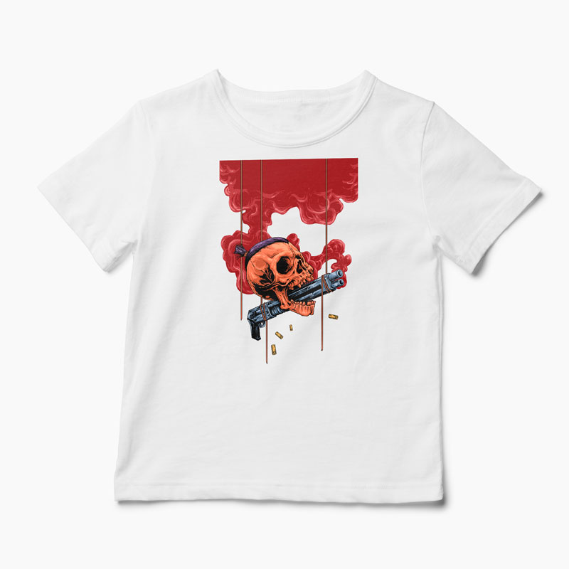 Tricou Craniu Shotgun - Copii-Alb