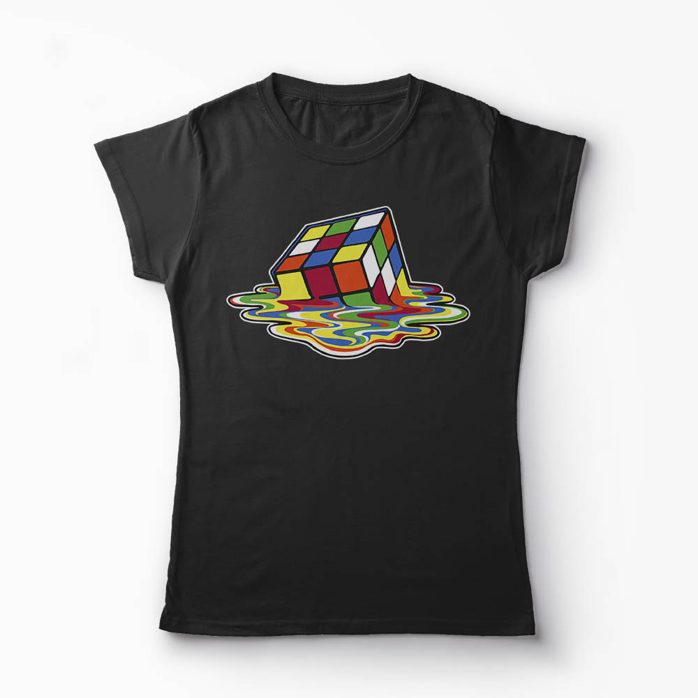 Tricou Cubul lui Rubik - Femei-Negru