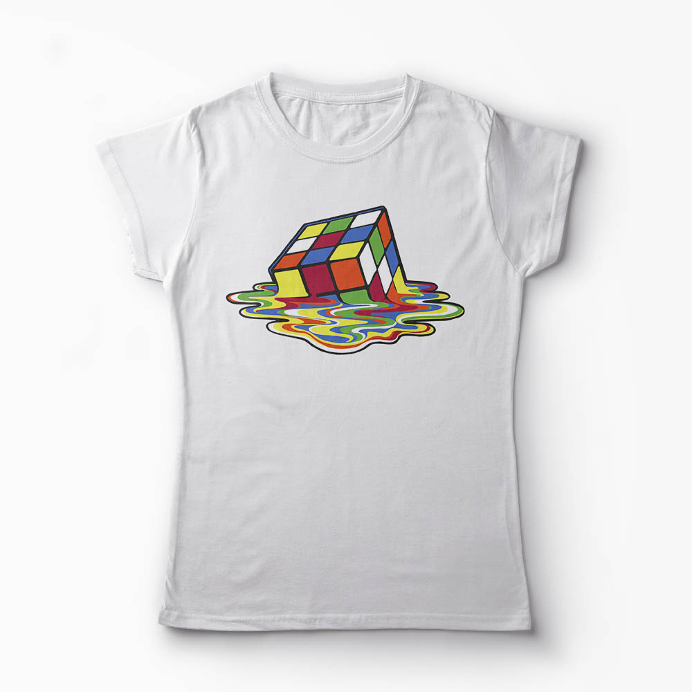 Tricou Cubul lui Rubik - Femei-Alb