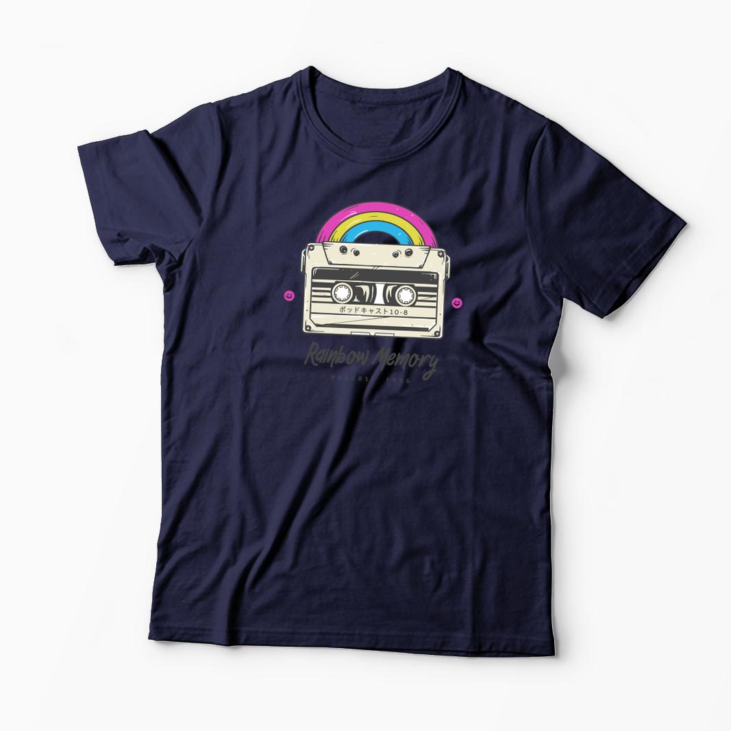 Tricou Curcubeu Casetă Audio Retro - Bărbați-Bleumarin