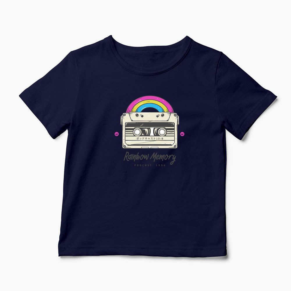 Tricou Curcubeu Casetă Audio Retro - Copii-Bleumarin