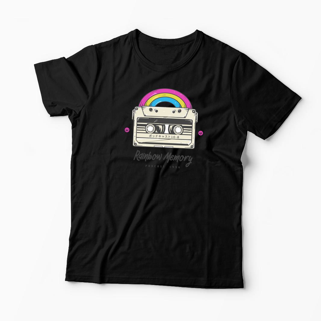Tricou Curcubeu Casetă Audio Retro - Bărbați-Negru