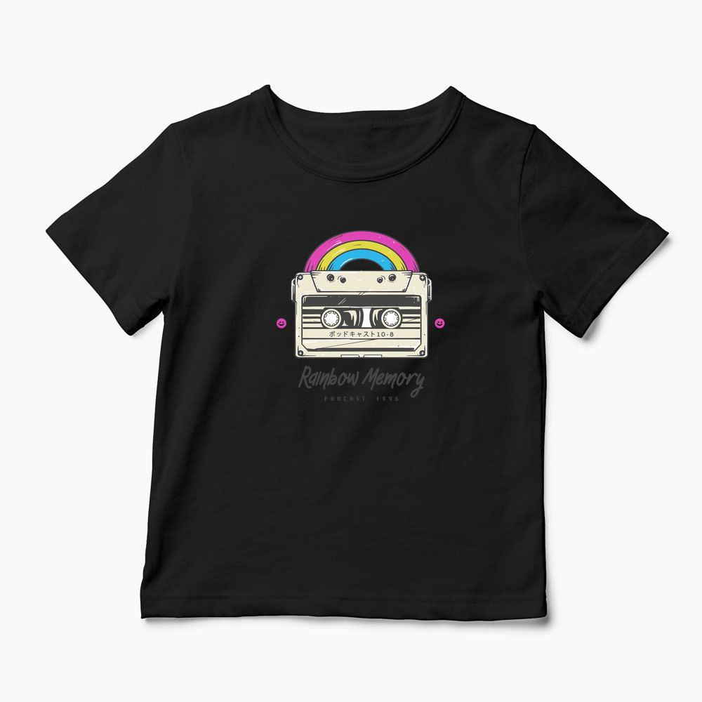 Tricou Curcubeu Casetă Audio Retro - Copii-Negru