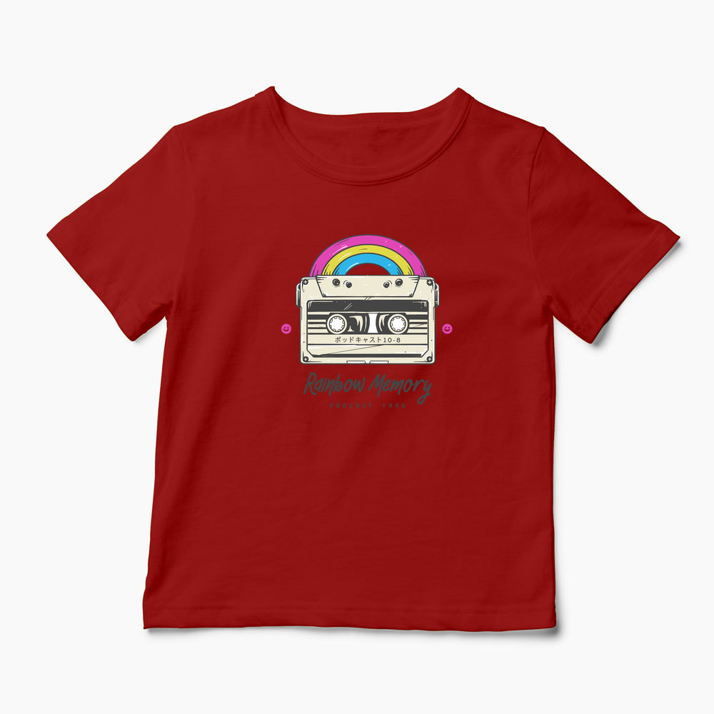Tricou Curcubeu Casetă Audio Retro - Copii-Roșu