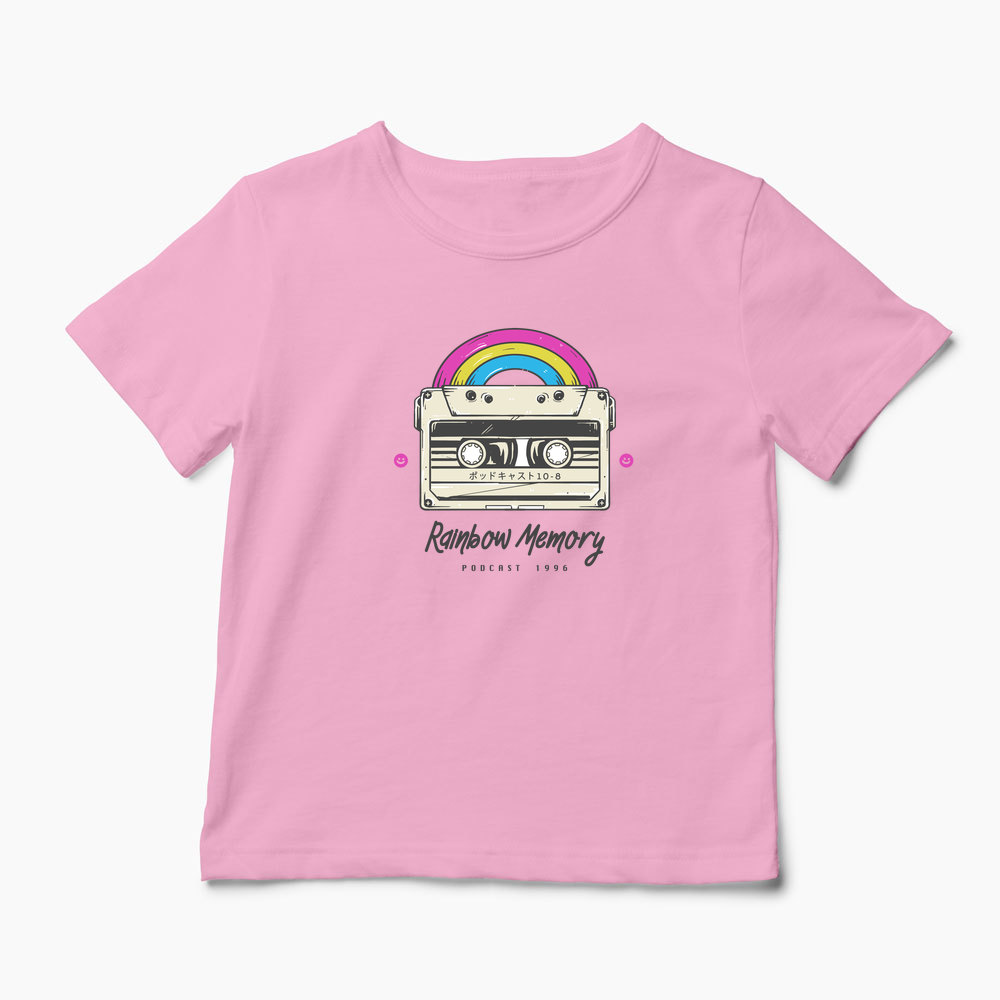 Tricou Curcubeu Casetă Audio Retro - Copii-Roz