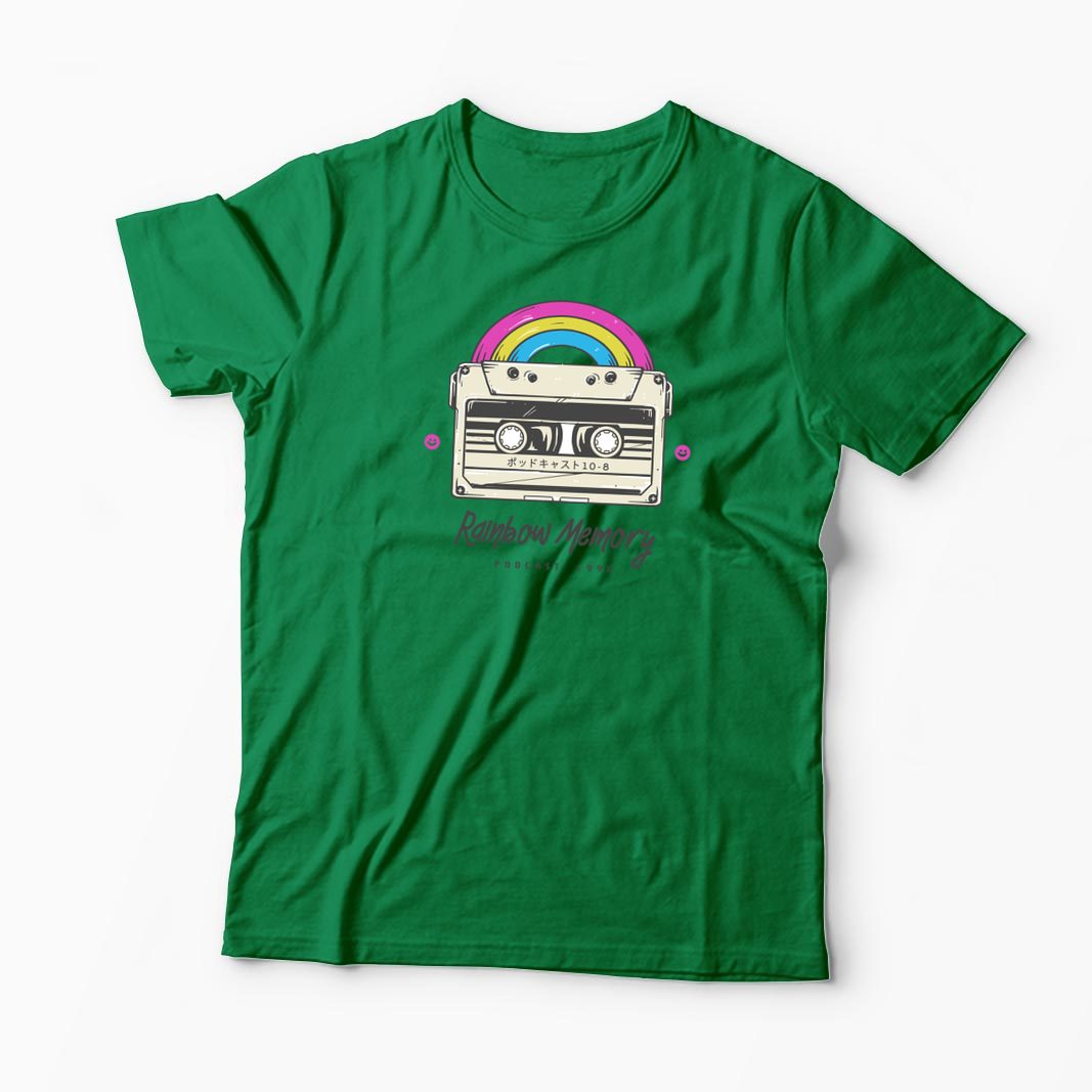 Tricou Curcubeu Casetă Audio Retro - Bărbați-Verde