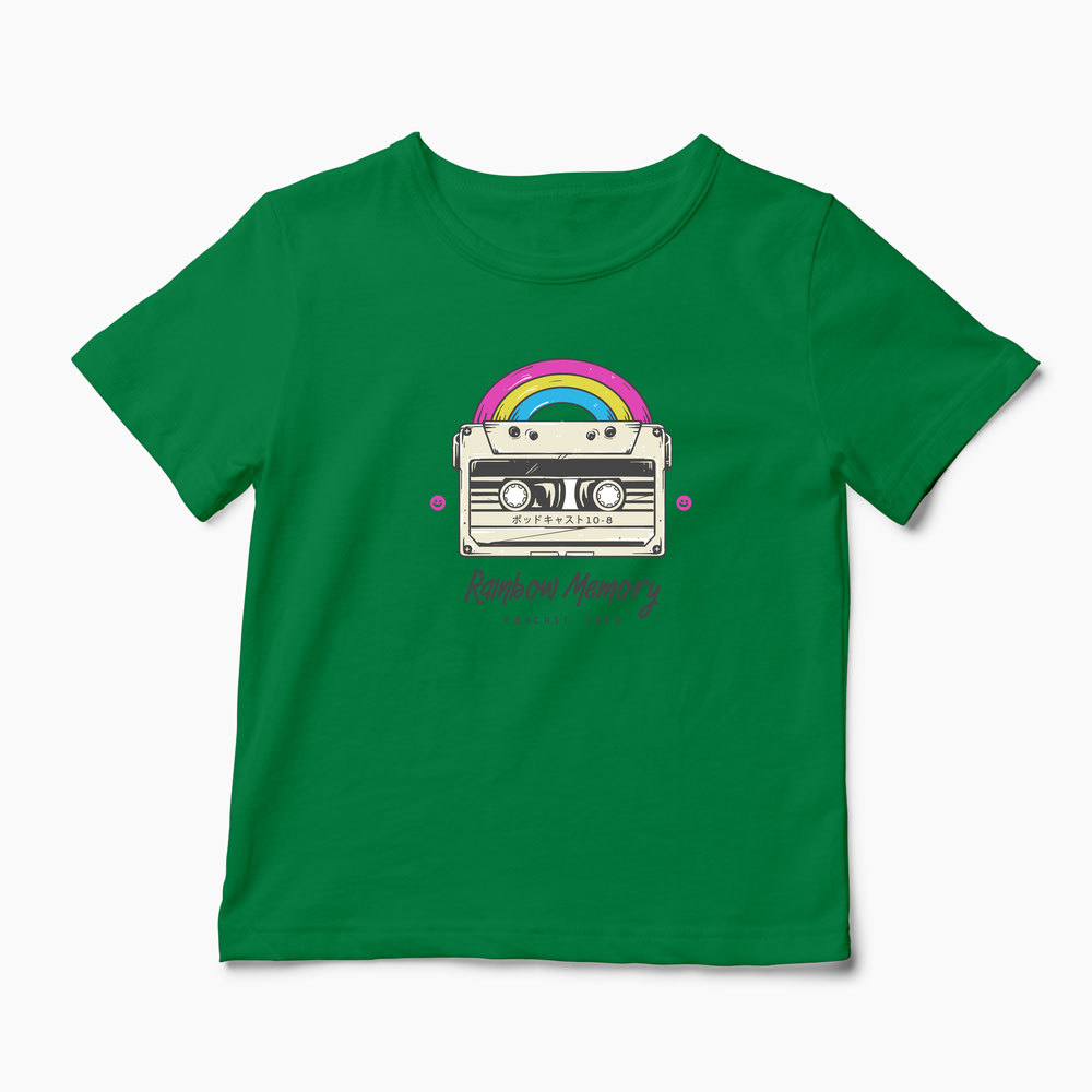 Tricou Curcubeu Casetă Audio Retro - Copii-Verde