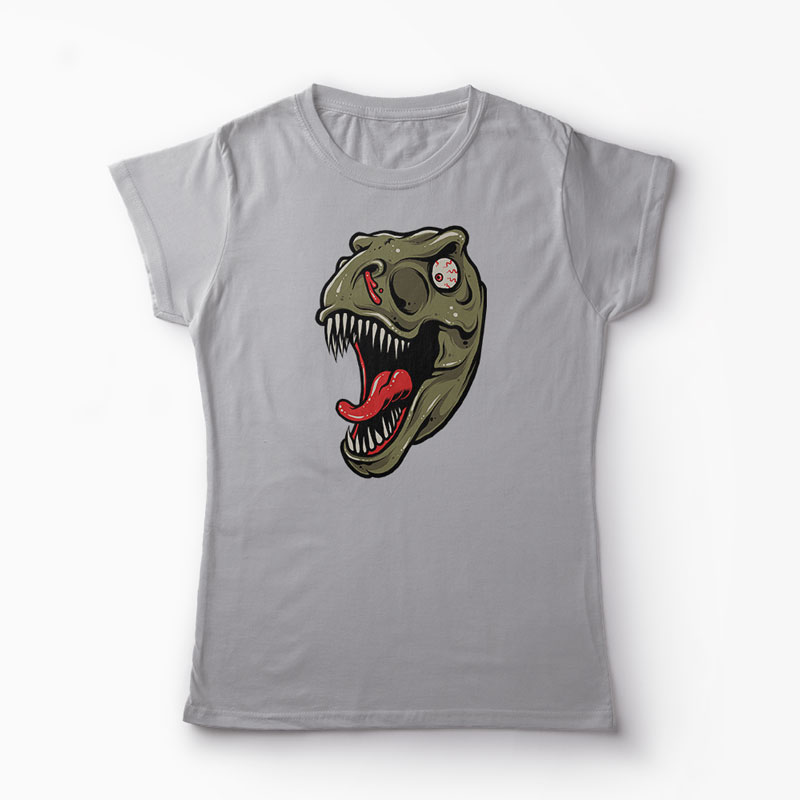 Tricou Dinozaur T-Rex Înfricoșător - Femei-Gri