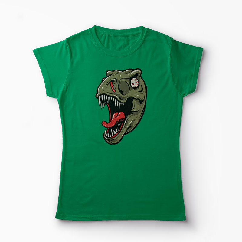 Tricou Dinozaur T-Rex Înfricoșător - Femei-Verde