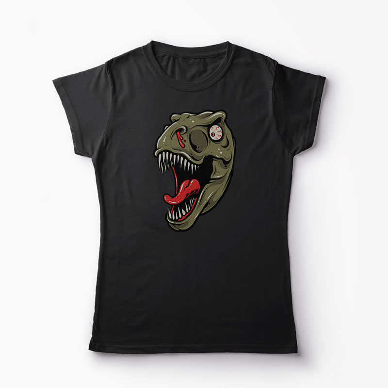 Tricou Dinozaur T-Rex Înfricoșător - Femei-Negru