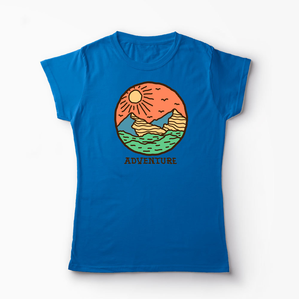 Tricou Drumeție Munți Aventură - Femei-Albastru Regal