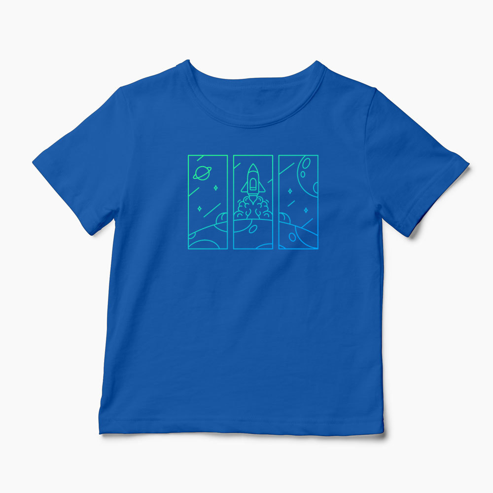 Tricou Explorator Navă Spațială - Copii-Albastru Regal
