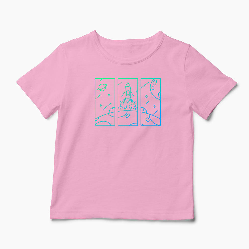 Tricou Explorator Navă Spațială - Copii-Roz