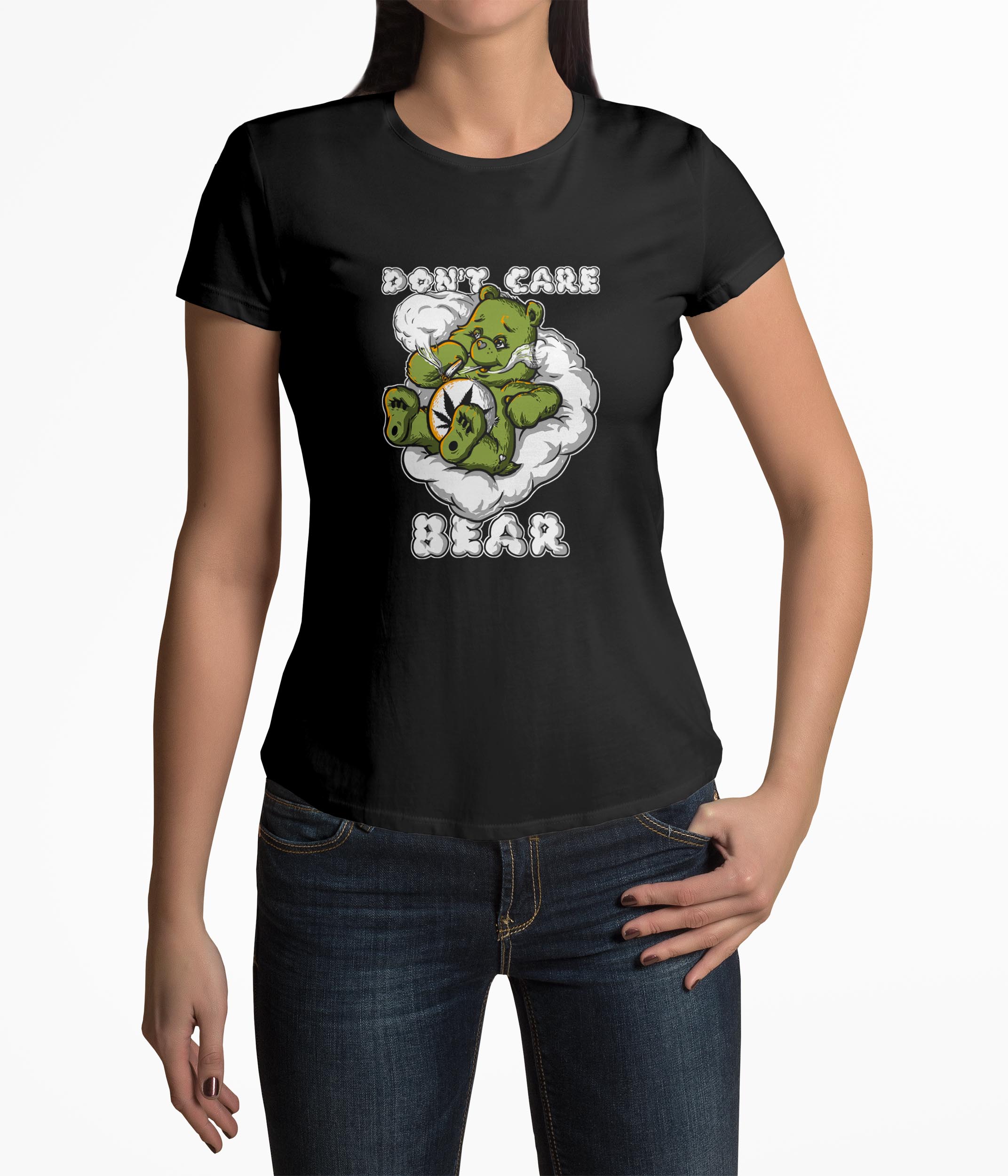 Tricou Femei Personalizat Don't Care Bear - Femei-Negru