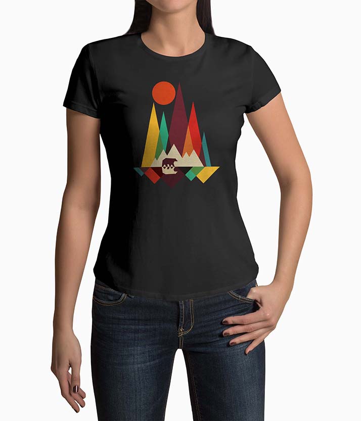 Tricou Femei Personalizat Munti Aventura Urs - Femei-Negru