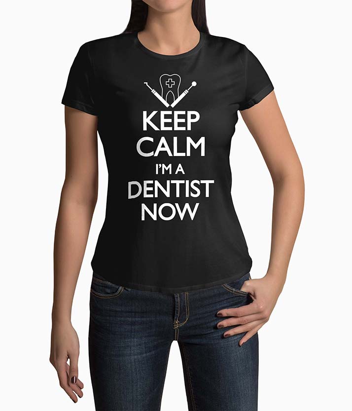 Tricou Femei Personalizat Keep Calm I'm A Dentist Now - Femei-Negru