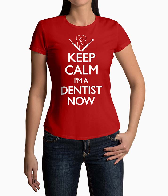 Tricou Femei Personalizat Keep Calm I'm A Dentist Now - Femei-Roșu