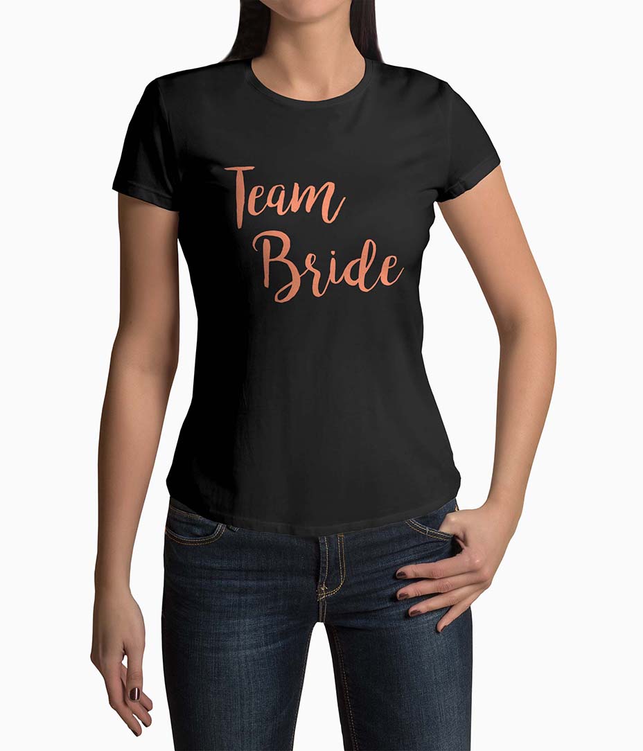 Tricou Personalizat Team Bride Echipa Mireas - Femei-Negru